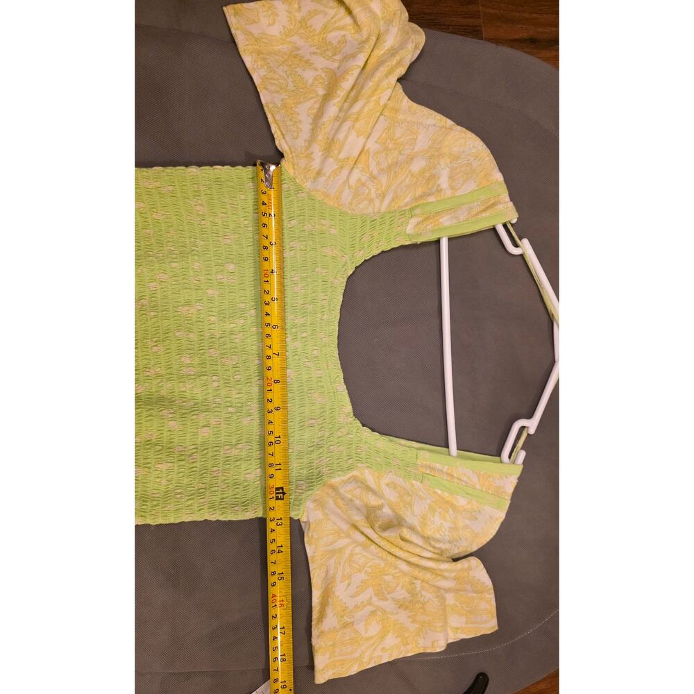 NWT Free People FP Smocked Key Lime Floral Crop Top - Picture 4 of 7